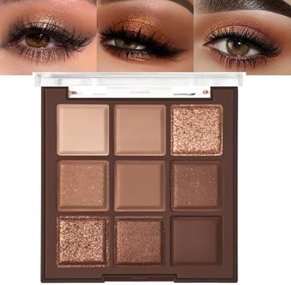 Neutral Nude Brown Smokey Eye Shadow Palette,Rose Gold Bronze Cream Eyeshadow Palette Makeup,Natural Eyeshadow for Eyes Long Lasting Naturing-Looking (Brown)