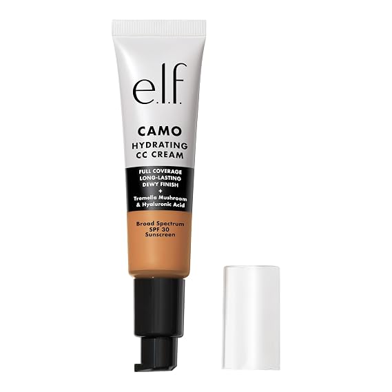 e.l.f. Hydrating Camo CC Cream, Tan 400 W | SPF 30, Color Correcting Full Coverage Foundation For A Dewy Finish, Vegan & Cruelty-Free