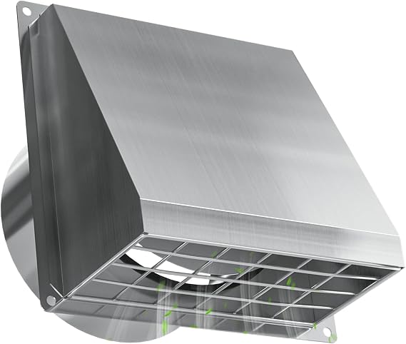 Hon&Guan Dryer Vent Cover Outside 4 Inch with Magnetic Flap for Bathroom | 304 Stainless Steel, Tool-Free Removable Mesh, No Lint Buildup, Quite Rubber Cushioning, 45 Rain Shield