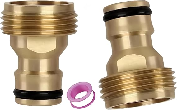 3/4 Inch Garden Hose Quick Connector Male Thread Garden Hose Tap Adapter Brass 3/4 Inch BSP Hose Connector Suitable for Threaded Tap Adapter and Garden Spray Gun