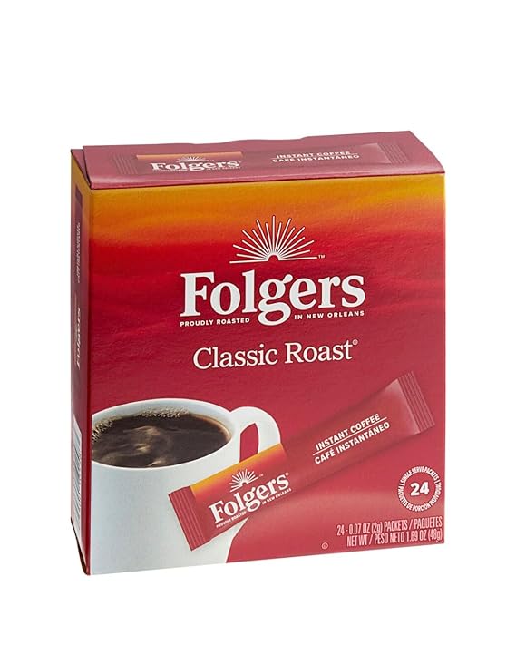 Folgers Classic Roast Instant Coffee, Single Serve Packets