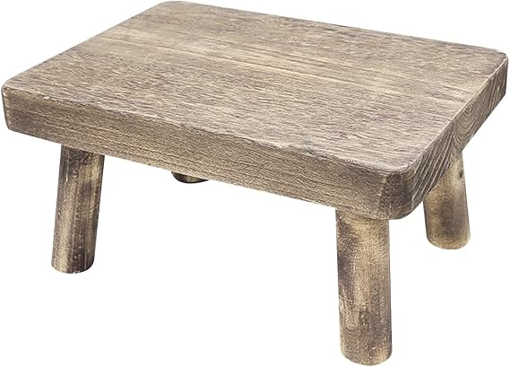 Wooden Step Stool for Kids and Adults, Portable Rectangle Bed Stool, Wooden Stool for Kitchen Living Room Closet Kitchen Step Stool Home Decoration 14.17x10.63x7.48inch, No Assembly Needed, Solid Wood