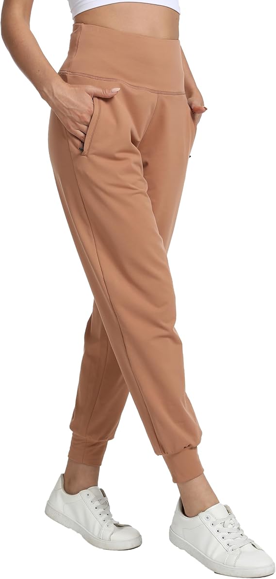 Women's Joggers with 3 Pockets Lightweight Sweatpants High Waiste Tapered