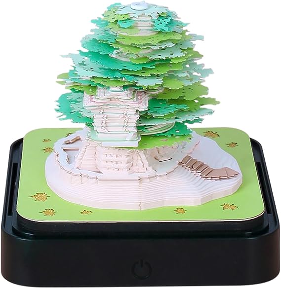 3D Desk Calendar 2027,3D Art Calendar 2027 Time Piece Calendar Creative 3D Memo Pad Paper Art Tree House DIY Paper Carving Decoration Gift