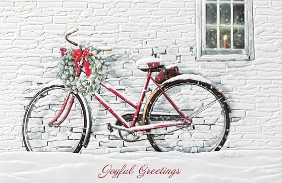 Pumpernickel Press Embossed Christmas Greeting Cards Boxed Set Christmas Bike, 16 Count. Made in USA