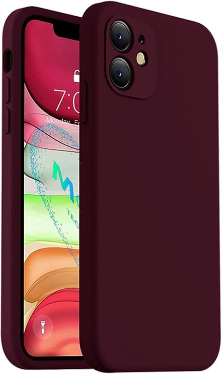 CONSTRAIN - Phone Case Compatible with iPhone 11 - Iphone 12 View Corner Design, Velvet Launch Case Inside - Burgundy