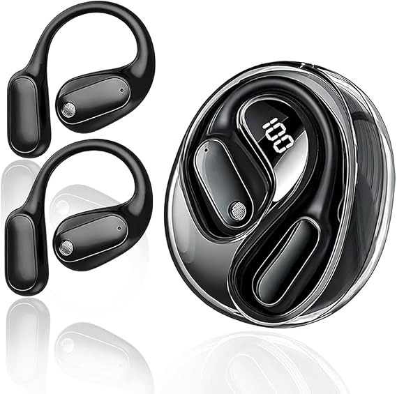 AI-Übersetzung Kabellose OWS Bluetooth übersetzer Kopfhörer übersetzungskopfhörer in Echtzeit AI Kopfhörer Übersetzer Echtzeit 156 SprachüBersetzer für Reisen Lernen (Schwarz)