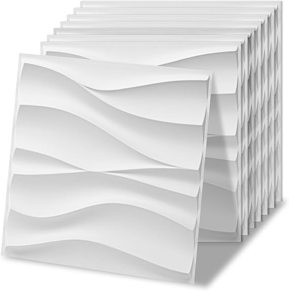 Art3d 20 Pack Decorative 3D Wall Panels, 19 Sq.Feet PVC Interior Wall Decor, 11.8"x11.8", White