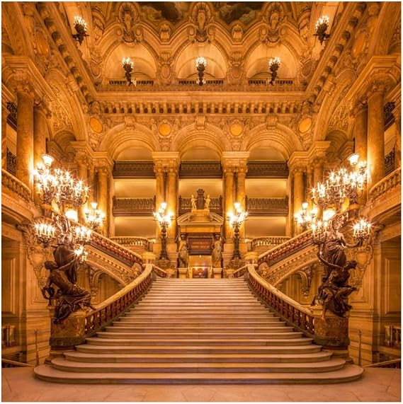 Leowefowa 5x5ft Luxurious Palace Backdrop Old Church European Golden Castle Backdrops for Photography Chandelier Staircase Interior Vinyl Photo Background Girls Lover Wedding Ceremony Studio Props