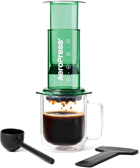 AeroPress Clear Green Coffee Press, French Press, Pour-Over & Espresso Style
