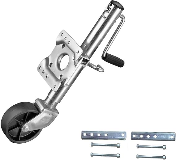 Boat Trailer Jack with Wheel - Heavy-Duty Bolt-On Swivel Jack, Swivel Trailer Jockey Wheel, Caravan Jockey Wheel Trailer Jack with 15cm Wheel, Load 540kg, Retractable 25cm, for Trailer