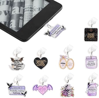 YOPPIX 9PCS Charms for E-Reader, About Fantasy Dragon Theme Dust Plug Charm Compatible with Type C Charging Port, Gift for Book Lover Readers Men Women Teachers Students, Accessories for E-Reader