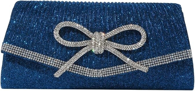 Caistre Clutch Purses for Women Rhinestone Bow Evening Bag Sparkly Bow Clutch Purse Envelope Crossbody Bag Party Prom Handbag