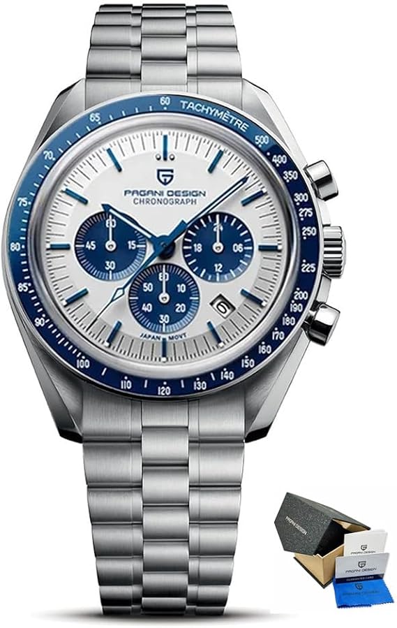 Pagani Design 1701 Men's Quartz Watch Japanese VK63 Movement 100 Meters Waterproof Sapphire Crystal Chronograph Luxury Stainless Steel Sports Watch