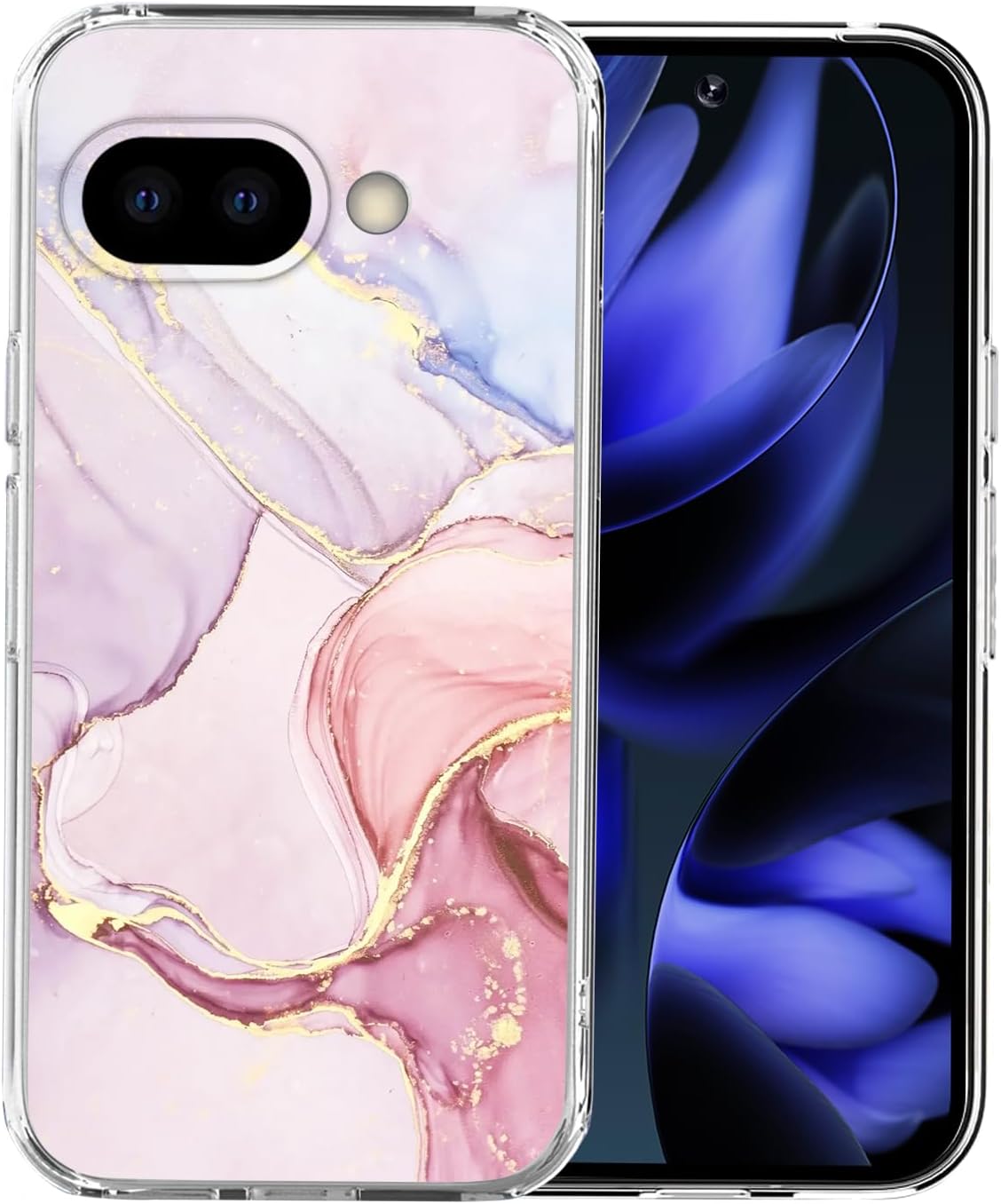 CameCosy Compatible for Google Pixel 9A Case with Luxurious Marble Pattern for Women Girls, Soft TPU Slim Shockproof Phone Protective Case Cover for Google Pixel 9A 2025 6.3Inch-Pink