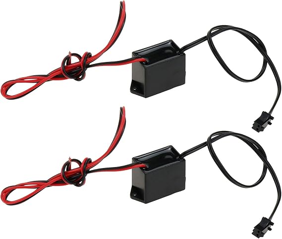 Modengzhe 2 Pcs DC 12V EL Wire Inverter, 1-5M Electroluminescent Driver Unit for Neon Glow Cold Light Strip