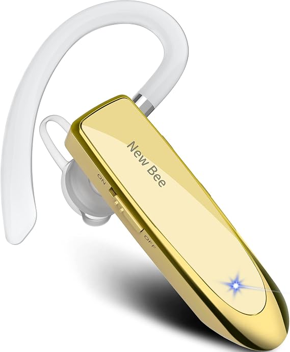 Bluetooth Earphones New Bee Bluetooth Headset for iPhone Android 60 Days Standby Gold