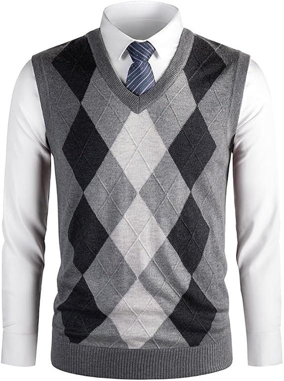 Men's Sweater Vest Wool Blend V-Neck Sleeveless Pullover Sweater Autumn Winter Warm Tank Tops