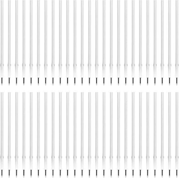 50 Pcs Black Retractable Pen Refills 0.7mm, Ballpoint Pen Refills Medium Nib Smooth Writing, Click Biro Ink Replacement, Compatible with Most Ballpoint Pens, Ideal for Office, School, and Daily Use