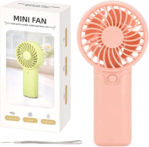 Handheld Fan Battery Powered Quiet Ergonomic | Small Portable Fan for Indoor Outdoor Home Office Travel Commuting Walking Hiking Camping