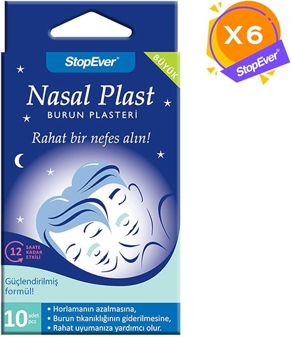 Stopever Nasal Plast Breathable Tape, Large Size, 6-Piece