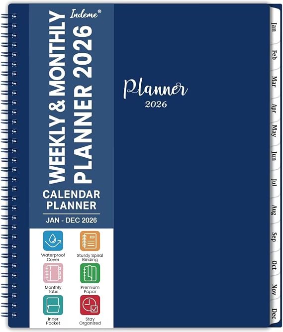 2026 Planner - Jan 2026 - Dec 2026, 2026 Planner Weekly and Monthly, 2026 Calendar Planner, 9" x 11" Planner 2026 with Monthly Tabs, Pocket, Twin-Wire Binding, Premium Paper, Holidays