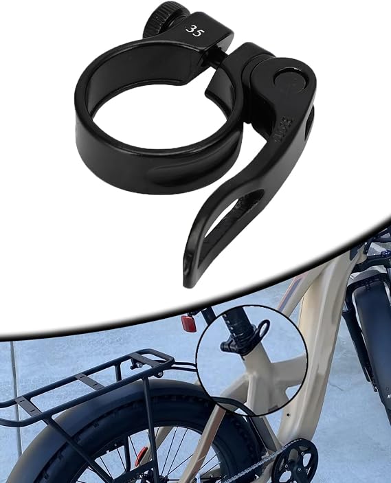 Ebike Seat Post Clamp 35mm Quick Release Collar Black