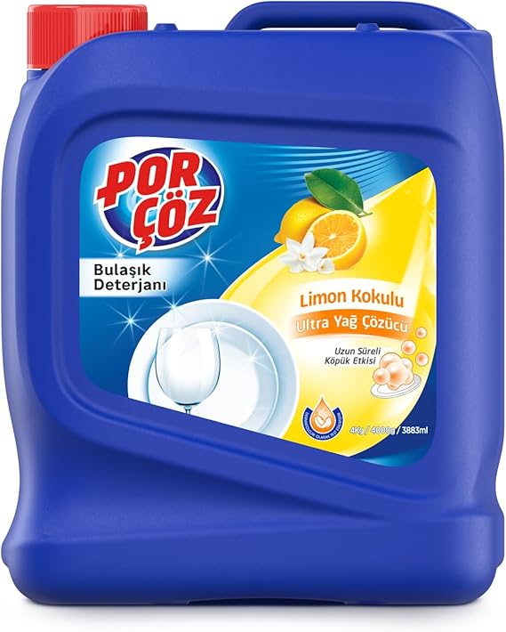 Porçöz Dishwasher Hand Washing Detergent Lemon Scented 4Kg