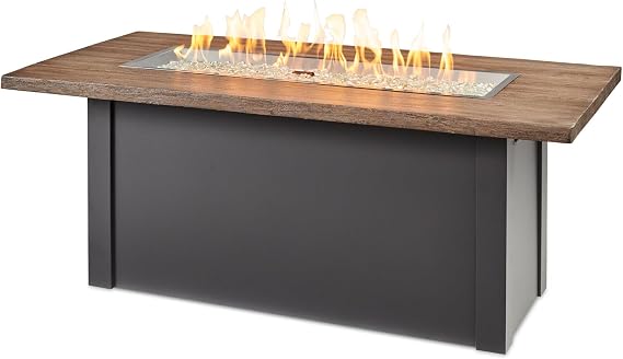 Outdoor GreatRoom Co Propane Fire Pit Table 62" Havenwood 80,000 BTU Luxury Gas Fire Pits for Outside Patio, Everblend Concrete Fire Table Top, Crystal Fire Plus Burner & Glass Cover, US Safety Rated