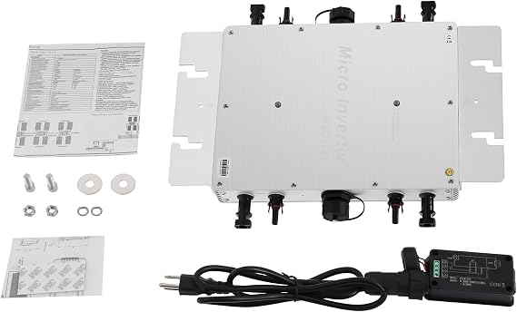 MOQNISE Solar Micro Inverter 1200W Solar Grid Tie Inverter with LCD Display and Digital Control, DC to AC Smart Inverters Silver SolarInverters for Residential or Commercial