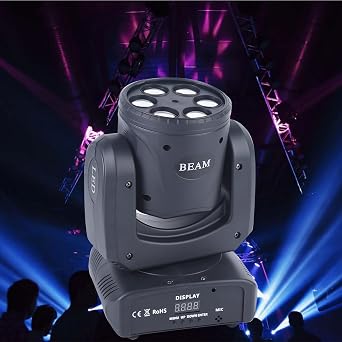Stage Lights, 6 LEDs DJ Stage Moving Head Light Moving Stage Lighting Rotating Beam Stage, DMX512 Control for Wedding Party KTV Bar Bee Eye Effect Light