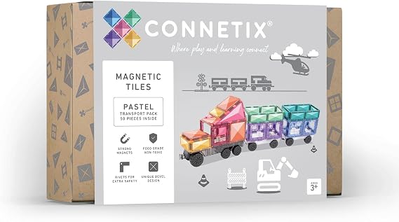 CONNETIX Magnetic Tiles Pastel Transport Pack, 50 Pieces