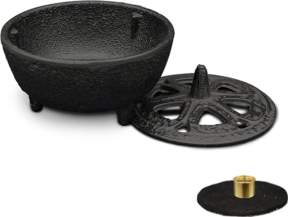 Cast Iron Incense Burner with Incense Stick Holder and Fireproof Cotton. | Ideal for Incense Sticks, Resin Incense, Cone Incense and Ritual Purpose, Decor, Etc....