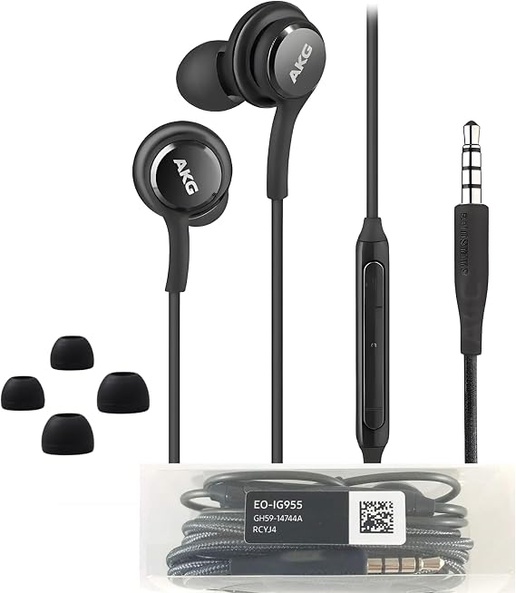 Samsung Earbuds Stereo Headphones 3.5mm compataible with Samsung Galaxy S10 S10e S9 S8 Plus A31 A71 Wired Earphones - with Microphone and Volume Buttons (Black)