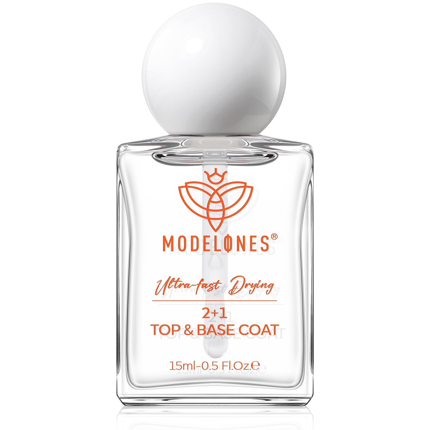 modelones 3 IN One Nail Polish Base Top Coat Nail Strengthener and Growth, 15 ml Quick Dry Clear Nail Lacquer Long Last Shine Chip Fade Resistant Nails Protect Care, Gift for Women Girls 0.5 Fl Oz