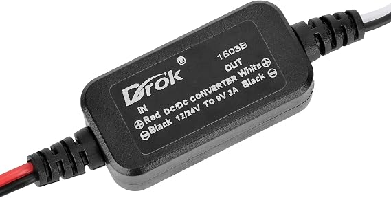 DROK 12V to 9V DC Converter, 11-32V to 9V 3A DC Buck Converter, Voltage Regulator, Power Supply for RV Vehicle Car Truck Solar Panels