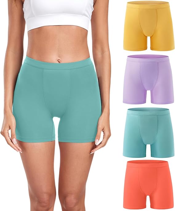 wirarpa Women's Modal Boy Shorts Panties Soft Microfiber Boxer Briefs Underwear 4 Pack