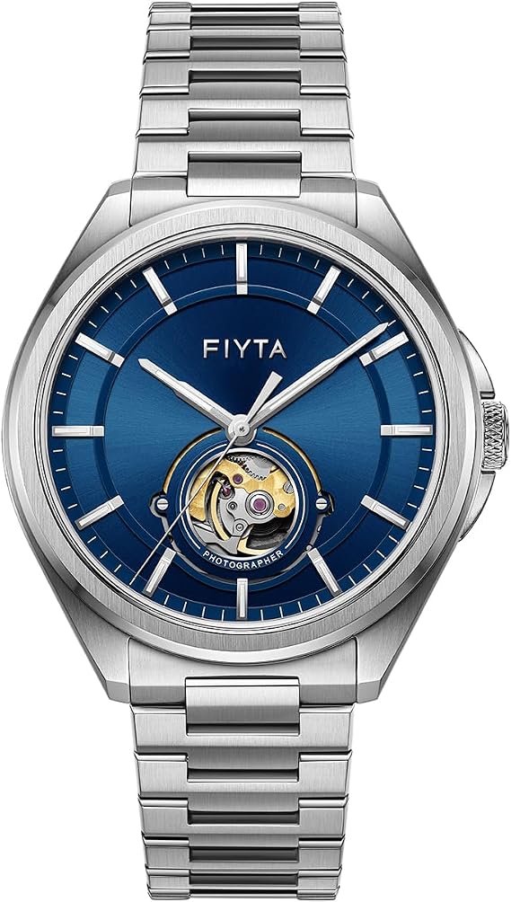 FIYTA Photograph Mechanical Automatic Watch, Large Hollowed-Out Transparent Dial, Synthetic Sapphire, Men's Stainless Steel Watch