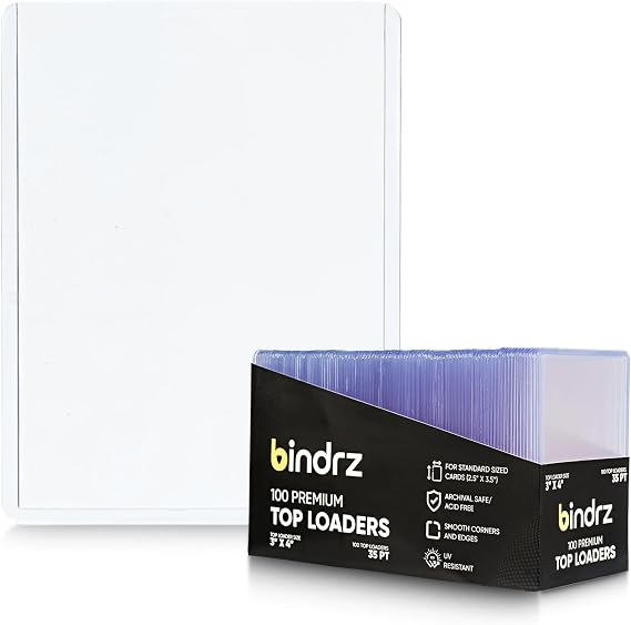 bindrz | 100 Premium Üst Yükleyici | 3 "x 4" 35PT Sert Kart Sahipleri Kart Kılıfları | CCG TCG MTG ve Spor Kartları için Arşiv Güvenli Sert Plastik Koruyucu (100)
