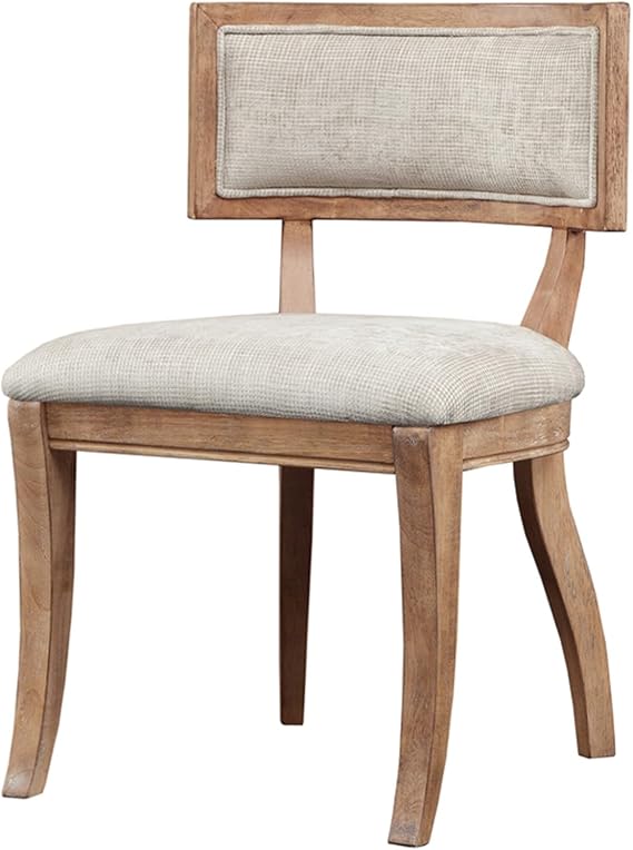 Ergode Wire Brushed Birch Dining Chair - French Antique Style, Solid Hardwood, Elegant Fabric Blend - Set of 2