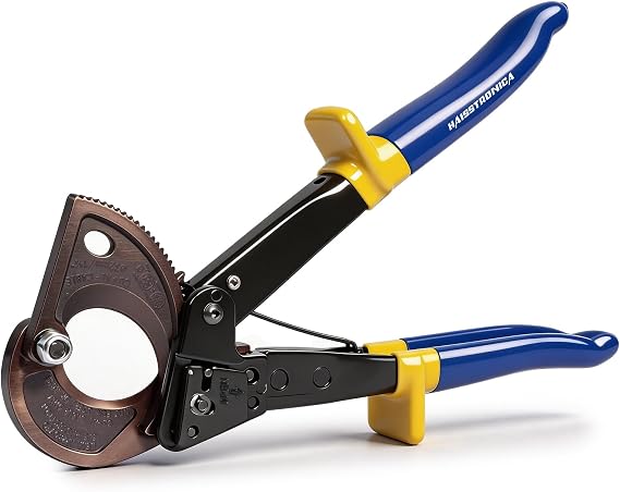 haisstronica Ratchet Cable Cutter Up to 240mm2 (500 Kcmil) | Copper & Aluminum Cable, Clean Cable Cuts, Less Cutting Effort, Hardened Steel Blade, Battery, Solar & Marine Systems