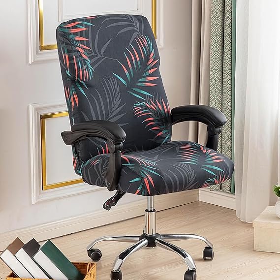 Stretch Office Chair Covers Durable Zipper Stretch Computer Desk Chair Cover Printed Computer Chair Slipcover Gaming Chair Covers Universal Desk Rotating Chair Slipcovers,04