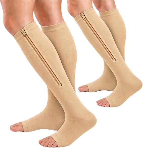bropite Zipper Open Toe Compression Socks For Women & Men