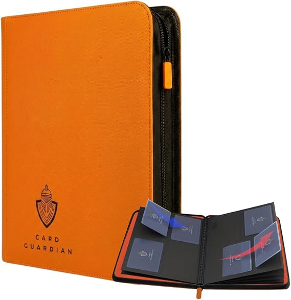 Card Guardian Toploader 4 Pocket Premium Binder with Zipper, Orange
