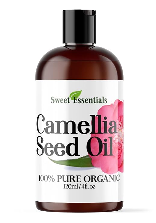 Sweet Essentials Organic Camellia Seed Oil | Imported From Japan | 4oz Bottle | 100% Pure | 100% Organic | For Hair & Skin Use | Japanese Beauty Oil | Camellia Oleifera