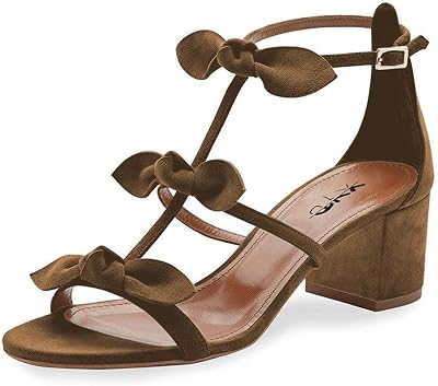 XYD Women Block Chunky Heels Open Toe Sandals Multi Bows Gladiator Strappy Pumps Cute Party Casual Shoes