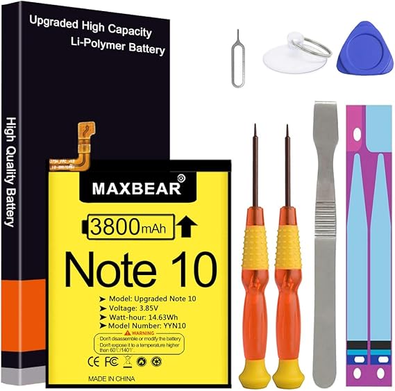 MAXBEAR Galaxy Note 10 Battery, (Upgraded) 3800mAh 3.85V Li-Polymer Replacement Battery EB-BN970ABU for Samsung Galaxy Note 10 SM-N970U with Repair Tool Kit