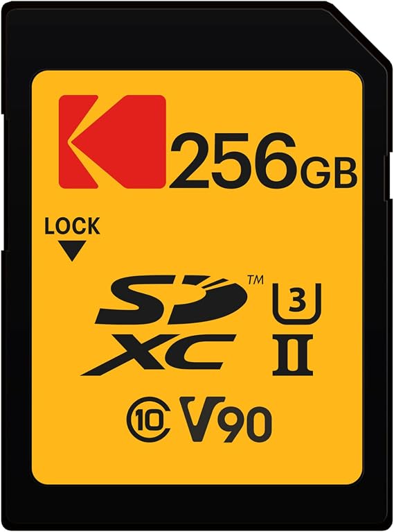 Kodak SDXC 256GB UHS-II U3 V90 Ultra Pro Memory Card - Up to 300MB/s Read Speed and 270MB/s Write Speed