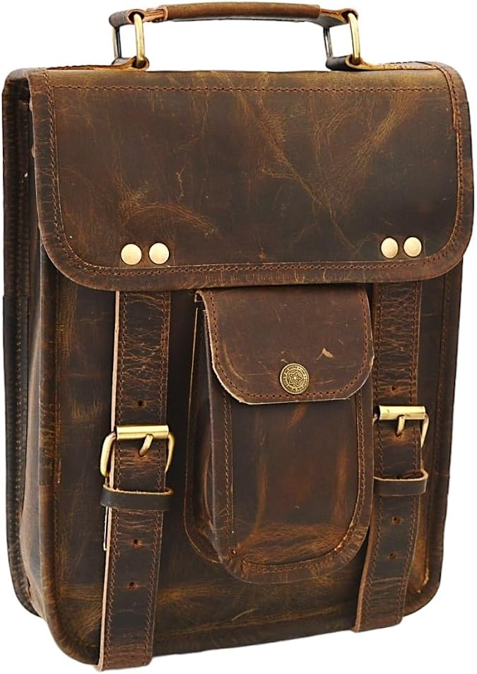 URBAN DEZIRE Men's Genuine Leather Small Briefcase Messenger Satchel Ipad Tab Tablet Bag 11 compatible with Apple product