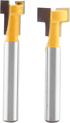 Yosoo Health Gear 2pcs T-Slot Cutter Router Bit, Woodworking Milling Cutter Chuck, CNC Spoilboard Surfacing Router Bits, 12 & 38 Cutting Diameter, 2 Flutes, Carbide Material